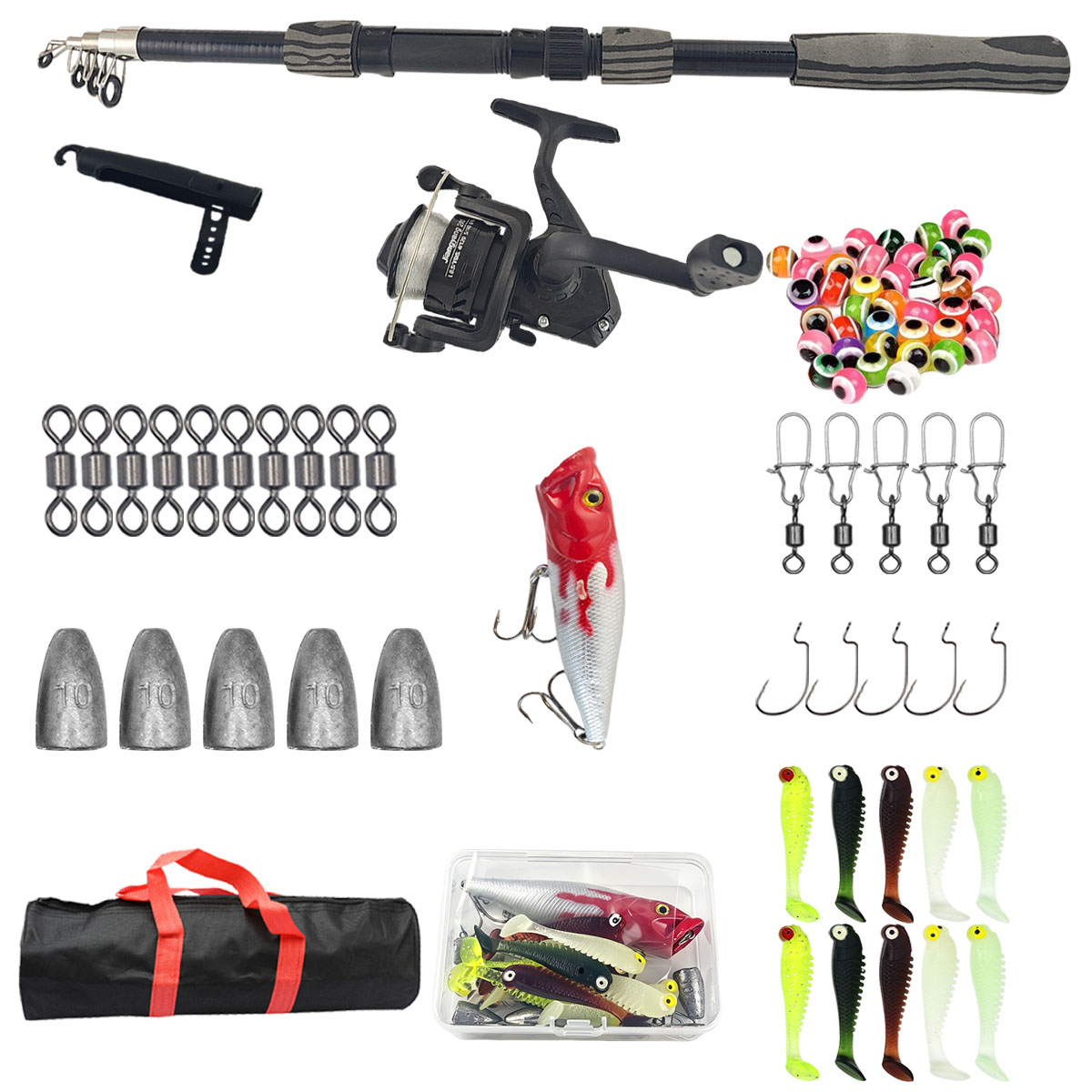 Fishing Equipment Organizer - Портативный телескопический рыболовный набор 1,8 м,