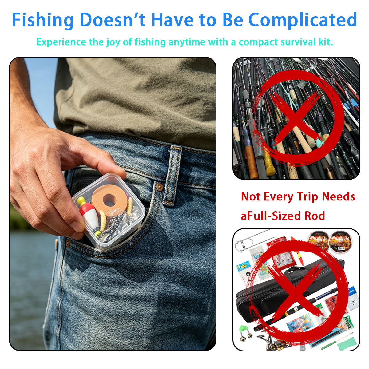 Fishing Equipment Organizer - Портативный набор снаряжения для экстренной рыбалки,